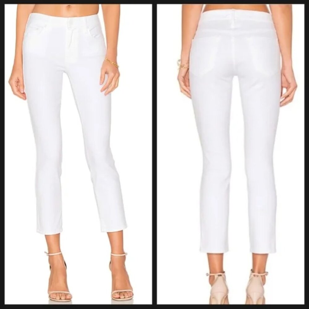 NEW NWOT! MOTHER THE LOOKER CROP JEANS SLIM WHITE CAPRI STRETCH DENIM sz 25